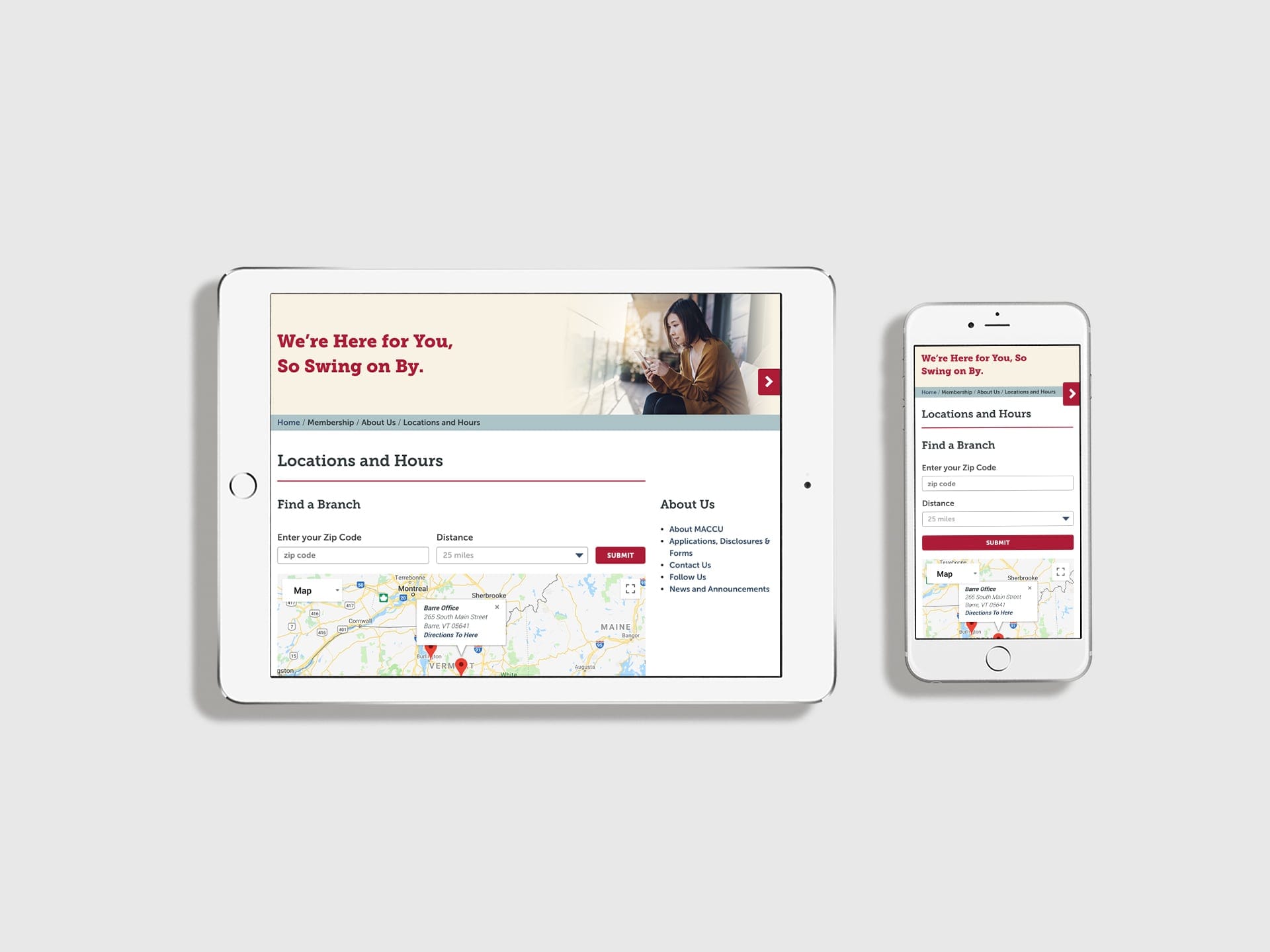 MACCU Find a Branch page
